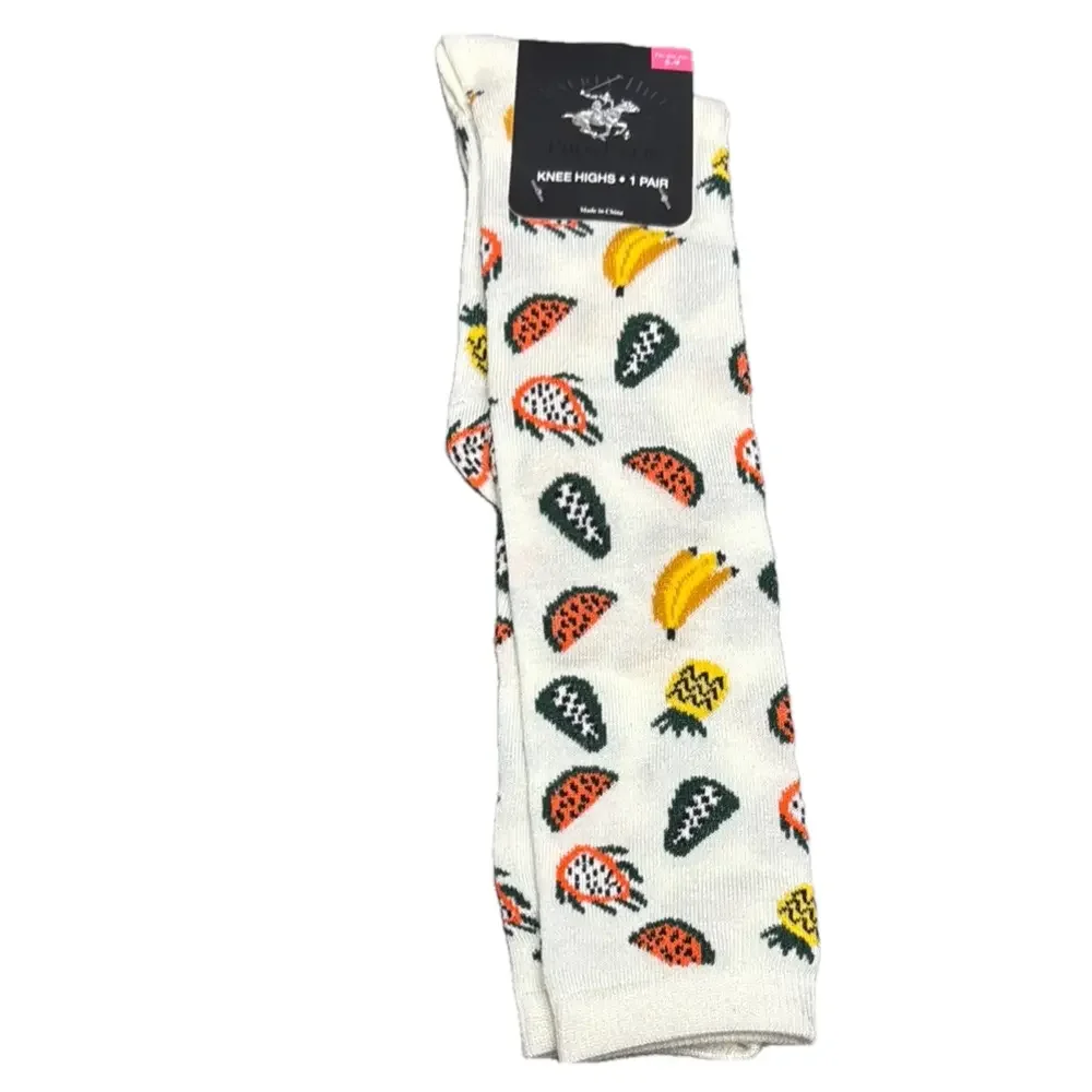 Beverly Hills Polo Club Knee High Mixed Tropical Fruit Socks NWT